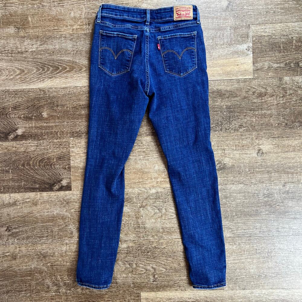 Levi's 711 Skinny Jeans Distressed Dark Wash - Picture 3 of 6